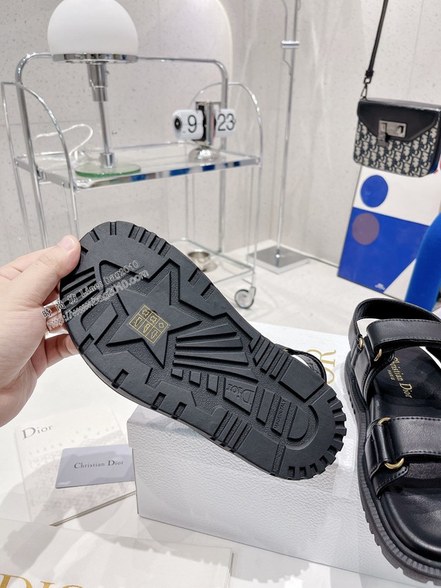 Dior迪奧2022新款新色系魔術貼涼鞋原版複刻專櫃豹紋系沙灘涼鞋女士涼鞋 dx3087